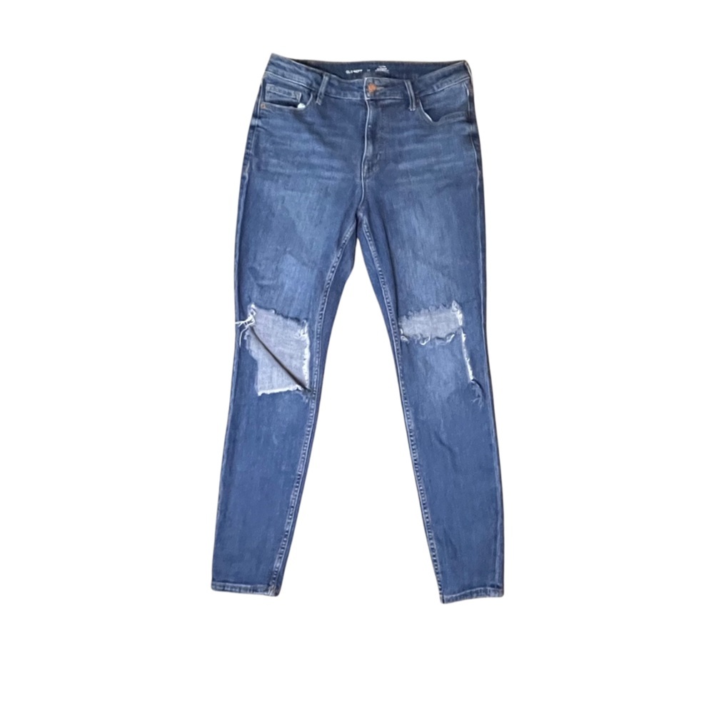 Old Navy Rockstar Super Skinny Jeans High Rise Distressed Medium Wash 10